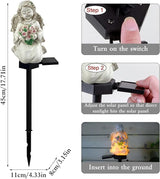 Solar Garden Angel Lights, Waterproof Outdoor Garden Angels Statue Decorations Solar Lights for Cemetery Gravesite Grave Outside Yard Patio Lawn Porch (Flower)
