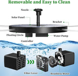 AISITIN 2.5W Solar Bird Bath Fountain Pump, Solar Fountain for Bird Bath with 6 Nozzles, 6.7" Solar Powered Water Pump for Garden, Ponds, Pool, Fish Tank, Aquarium and Outdoor