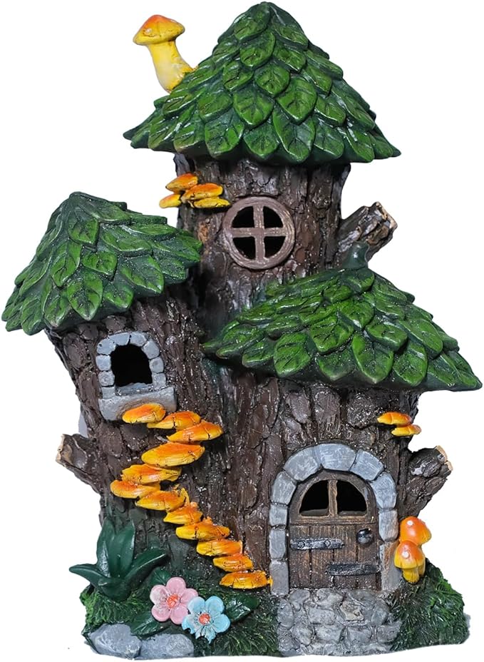 Zayton Garden Treehouse Outdoor Statues Yard Resin Decoration Gift Handmade Housewarming Gift for Patio Yard Lawn Waterproof Cracking
