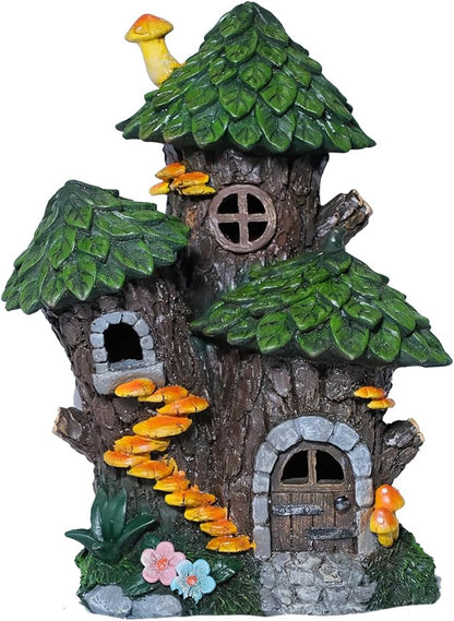 Zayton Garden Treehouse Outdoor Statues Yard Resin Decoration Gift Handmade Housewarming Gift for Patio Yard Lawn Waterproof Cracking