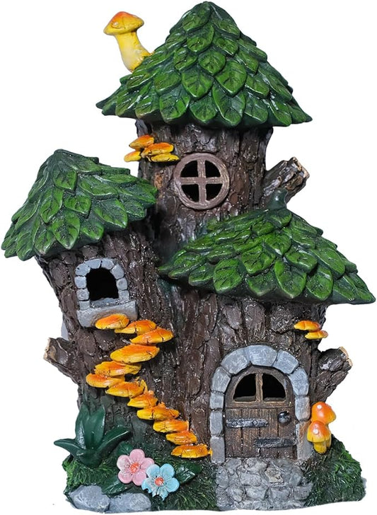 Zayton Garden Treehouse Outdoor Statues Yard Resin Decoration Gift Handmade Housewarming Gift for Patio Yard Lawn Waterproof Cracking