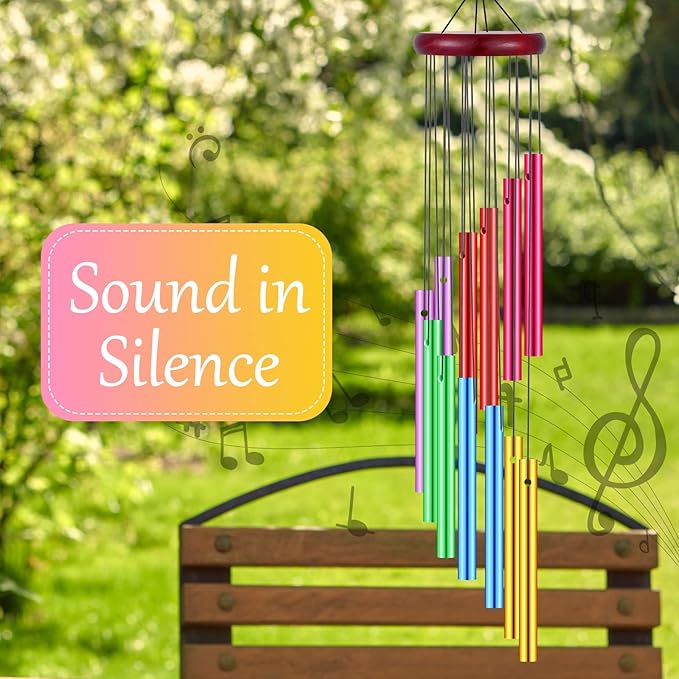 Wesiti 4 Pcs Colorful Wind Chimes with 12 Hollow Aluminum Alloy Tubes Deep Tone Metal Wind Chimes for Outside Large Wind Chimes for Home Patio Porch Backyard Garden, Decoration Meditation Yoga