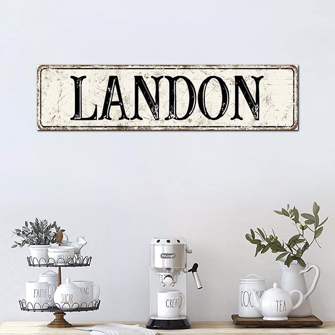 Madcolitote Rustic Landon Wood Signs Landon Street Signs Customized Retro Wood Plaque Farmhouse Wall Art Farmhouse Wall Decor for Home Bars Clubs Cafes Man Cave Party 6x24in