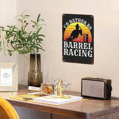 Vintage Tin Metal Sign I D Rather Berel Racings 8x12 Inch Retro Wall Decor for Home,Patio,Yard,Office,Funny Quotes and Motivational Sayings