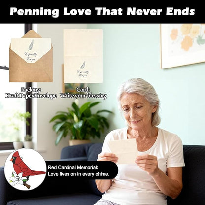 Cardinal Bird Sympathy Wind Chimes, Memorial Wind Chimes for Loss of Loved One Prime, Bereavement/Sympathy/Memorial Gift for Loss of Mother Father Husband Condolence (Black)