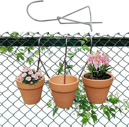 RLECS 10PCS Silver 304 Stainless Steel Flower Pot Hanging Hook 12x5cm Terracotta Basin Stand Wall/Fence Mounted Plant Hanger