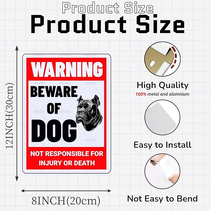 Beware of Dog Sign Cane Corso Metal Sign Warning Beware of Dog Signs for Fence Outdoor Farm Garden Gate Home Yard Decor 8x12 Inch