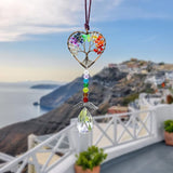 Healing Crystal Decor Tree of Life Car Hanging Accessories Suncatcher with Wings 7 Chakras Window Wall Hanging Decor Meditation Ornaments Home Decoration
