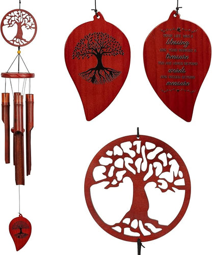 Bamboo Wind Chimes Outdoor, 38" Wooden Wind Chime for Outside Deep Tone Windchimes for Garden Hanging Home Décor Tree of Life Sympathy Memorial Gift for for Any Occasion