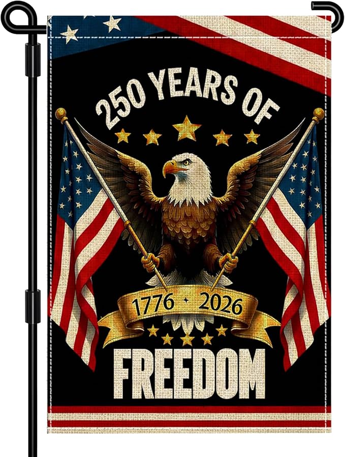 250 Years America Garden Flag, Double Sided 12x18 Patriotic Banner, Eagle Design, 1776-2026 US Semiquincentennial Yard Decor