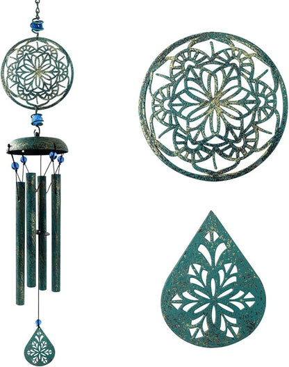 Wind Chimes for Outside Zen Atmosphere Wind Chime Windchime Outdoors for Outdoor Garden Patio Decor with Mandala Design Windchime Gifts for Mother Grandma Sisters(6 Petal)