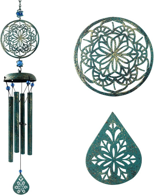 Wind Chimes for Outside Zen Atmosphere Wind Chime Windchime Outdoors for Outdoor Garden Patio Decor with Mandala Design Windchime Gifts for Mother Grandma Sisters(6 Petal)