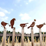 5PCS Rusty Metal Bird Garden Decor, Spring Yard Art Decorations for Outdoor Fence, Lawn & Patio – Unique Outdoor Ornaments