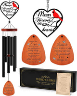 Kathfly Cardinal Wind Chimes for Loss of Loved One, 28" Memorial Wind Chimes for Outside, Cardinal Sympathy Bereavement Condolence Funeral Windchime Gifts for Loss of Mother Mom