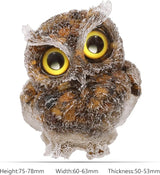 Nupuyai 3 inches Orgone Resin Crystal Chips Tumbled Stone Owl Statue, Mini Hand Carved Stone Crystal Animal Figurines for Tabletop Indoor Outdoor, Tiger's Eye