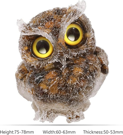 Nupuyai 3 inches Orgone Resin Crystal Chips Tumbled Stone Owl Statue, Mini Hand Carved Stone Crystal Animal Figurines for Tabletop Indoor Outdoor, Tiger's Eye