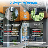7.9ft Rain Chains for Gutters Outside, Rain Catcher Chain with 7 Metal Cups & Hummingbird Decor, Adjustable Rain Catcher Chain Replacement Downspout for Gutters, Garden Drainage & Eaves