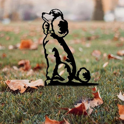 Metal Garden Dog Statue Ornament Gift Metal Art Dog Silhouette Decoration Steel Dogs Statue Decorative Garden Stakes for Yard, Lawn, Patio, Pathway (Poodle)