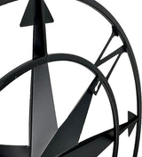 Zeckos Distressed Metal Nautical Compass Rose Wall Décor - Rustic 20-Inch Diameter Hanging Art with Vintage Black Enamel Finish - Perfect for Indoor and Outdoor Display