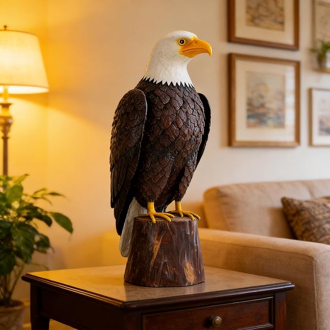 chisheen Bald Eagle Outdoor Metal Yard Art Statue and Sculpture for Garden Lawn Patio Living Room Decoration