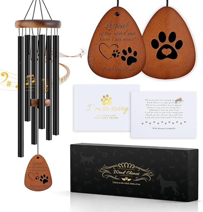 Pet Memorial Wind Chimes for Dogs or Cat - Large Outdoor Sympathy Gift for Loss Dog/Cat, Outdoor Aluminum Windchime with Healing Tones, Garden Decor & Comforting Bereavement Present
