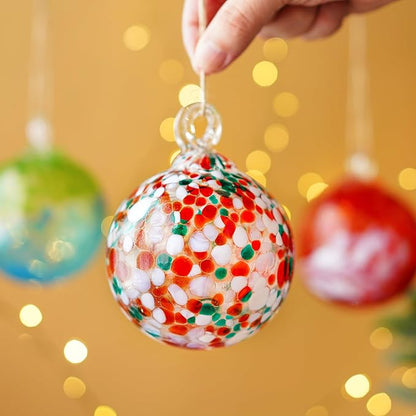 4" Blown Christmas Balls Hanging Glass Gazing Ball for Christmas Garden Patio Window Decoration Gifts for Xmas