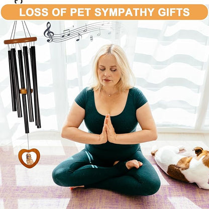 Pet Memorial Wind Chimes Outdoor for Loss of Dog with Photo Frame Personalized Sympathy Wind Chime Sympathy Bereavement Gift in Memory for Pet Loss