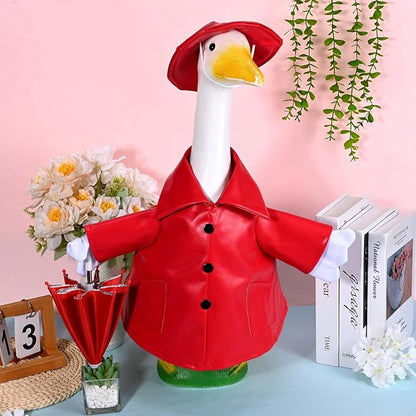 Raincoat Goose Outfits Spring Porch Goose Outfit Summer Yard Clothes for 23" Lawn Outdoor Garden Yard Patio Geese Statue Spring Summer Decor(Red)