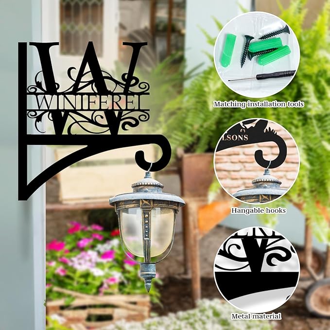Custom Last Name Metal Plant Hanger Indoor & Outdoor | Personalized Letter Monogram Metal Hanging Plant Bracket | Customizable Indoor & Outdoor Wall Hanger for Home Decor Gift for Mom