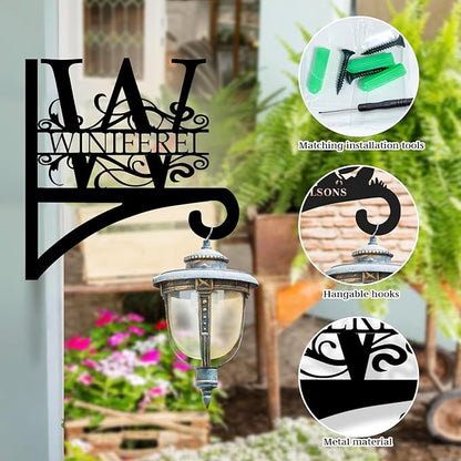 Custom Last Name Metal Plant Hanger Indoor & Outdoor | Personalized Letter Monogram Metal Hanging Plant Bracket | Customizable Indoor & Outdoor Wall Hanger for Home Decor Gift for Mom