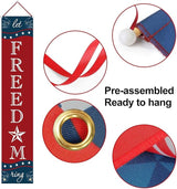 4th of July Decorations - Patriotic Decorations for Independence Day - Happy Fourth of July Deals and Let Freedom Ring Hanging Flags Bunting Banners Door Porch Sign - Fourth of July Party Supplies
