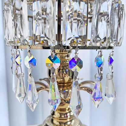 kanpura 25pcs Hanging Chandelier Crystals Icicle Prisms Pendants Glass Beads Replacement Parts for Chandeliers Christmas DIY Decoration(38mm AB)