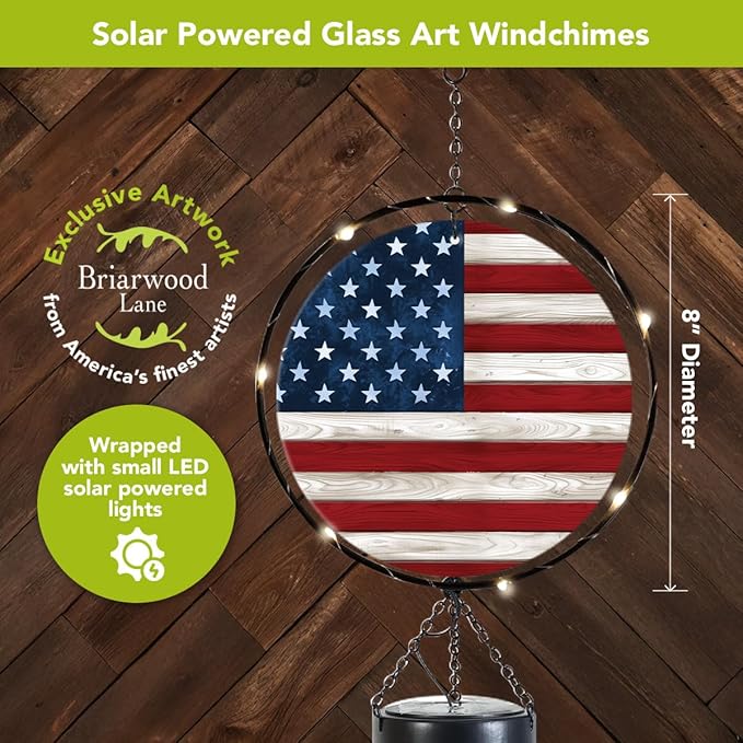 Briarwood Lane Wood American Flag Illuminated Wind Chime