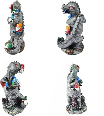2pcs Funny Gnome Creative Dinosaur Garden Statues Decoration 5.9 inch High Sculpture Christmas Decorations for Indoor Yard Patio Lawn Figurines Landscape Decor
