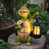Garden Statue Outdoor,Solar Turtle Decor Lights,Resin Figurine Turtle with Solar Light for Patio,Balcony,Yard,Lawn Ornament,Perfect Garden Gift (Turtle 1)