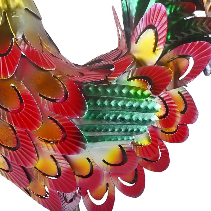 Metal Rooster Statue Garden Chicken Sculpture Decoration Metal Yard Art for Yard Outdoor Indoor Decoration (#F)