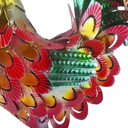 Metal Rooster Statue Garden Chicken Sculpture Decoration Metal Yard Art for Yard Outdoor Indoor Decoration (#F)