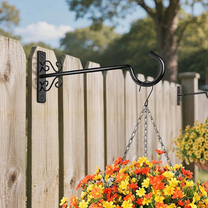 BOLITE Plant Hangers, 12 Inch Hanging Plant Brackets Outdoor or Indoor, Wall Hooks for Hanging Hummingbird Feeders, Bird Feeders, Planters, Lanterns, Wind Chimes, 2 Pack, Black, Gifts for Women Men