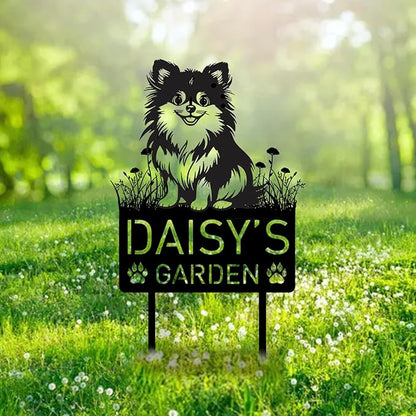 Custom Pomeranian Dog Metal Memorial Garden Stake Personalized Pet Grave Marker Name Sign Remembrance Stake Decor Sympathy Dog Loss,Outdoor Statues for Yard Garden Lawn Patio Pathway Grave Gift.