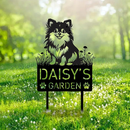 Custom Pomeranian Dog Metal Memorial Garden Stake Personalized Pet Grave Marker Name Sign Remembrance Stake Decor Sympathy Dog Loss,Outdoor Statues for Yard Garden Lawn Patio Pathway Grave Gift.