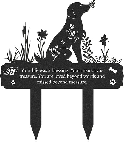Rngmsi Grave Markers for Cemetery for Dog, Metal Grave Markers Yard Memorial Pet Dog, Garden Stake Decorations for Cemetery for Loss of Pet Outdoors Decor (12 X 14.5 Inches)