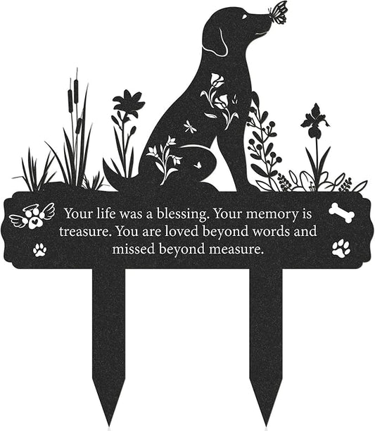 Rngmsi Grave Markers for Cemetery for Dog, Metal Grave Markers Yard Memorial Pet Dog, Garden Stake Decorations for Cemetery for Loss of Pet Outdoors Decor (12 X 14.5 Inches)