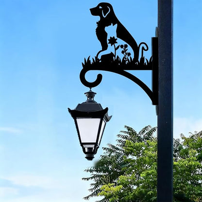Dog Plant Hanger Bracket Iron Plant Brackets 10.6 x 13.9 Inch Black Flower Cat Dog Silhouette Indoor Outdoor Decorative Basket Wall Mounted Hanging Hooks for Porch Garden Wind Chime Lantern
