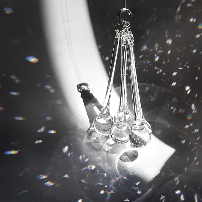 H&D 10pcs 5.9inch Large Suncatcher Crystal Raindrop Chandelier Prisms Hanging Drops Pendants Sun Catchers DIY Parts (Clear)