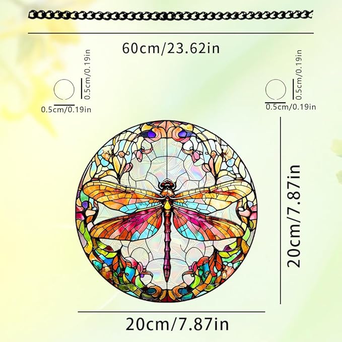 8 Inch Sun Catchers Indoor Window, Acrylic Rainbow Suncatcher Window Hanging Decoration for Living Room Bedroom Summer Home Balcony Ornaments Decoration (I134 Dragonfly)