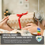 Crystal Heart Suncatcher with Engraved Thank You Message, Window Hanging Crystal Prism Sun Catcher Rainbow Maker, Appreciation Gratitude Gifts for Women Men Teacher Nurse Coworker