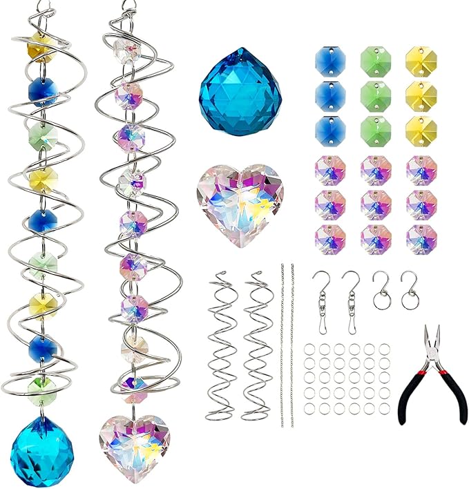 SNAIL GARDEN 2 Pack Gazing Ball Spiral Tail Making Kits with 360° Rotatable Hooks, DIY Suncatcher Kit with Pliers, Suncatcher Kits for Adults, DIY Craft for Home Decor, Hanging Ornaments