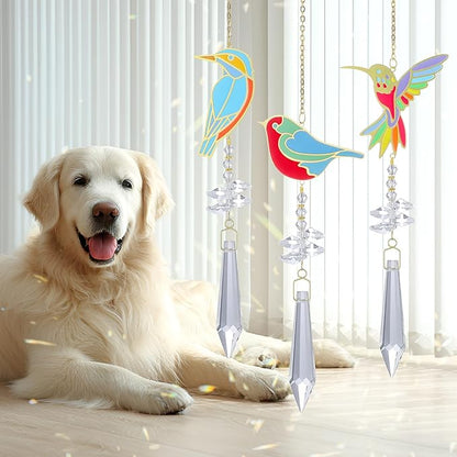 Hummingbird Crystal Sun Catcher, Glass Window Hanging Ornament,Crystal Prism Suncatcher Outdoor Indoor Home Garden Party Decoration