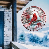 3D Cardinal Bird Wind Spinner 10 Inch Stainless Steel Metal Art Kinetic Sculpture Red Bird Hanging Ornament for Garden, Yard, Patio, and Home Décor Christmas Decor
