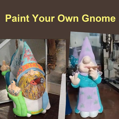 MINICAR Middle Finger Lady Gnome Statue Outdoor Decor, Naughty Smoking Sculptures Garden Yard Decorations, 8'' Tall